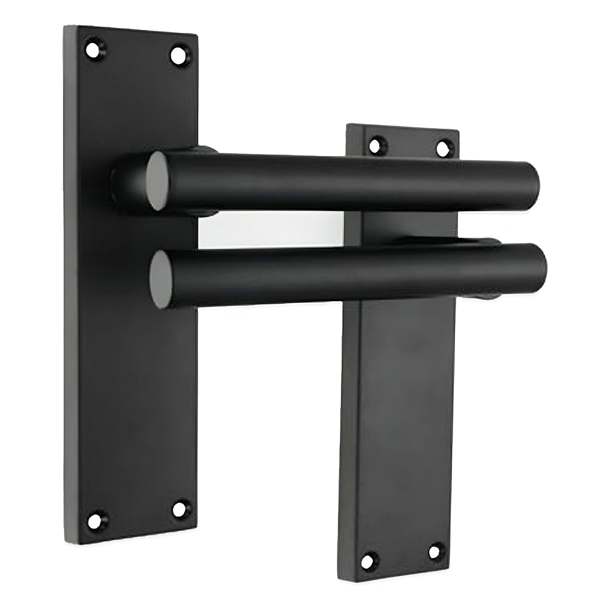 JURA LEVER ON BACKPLATE LATCH 62x42x155 MBK by Spira Brass