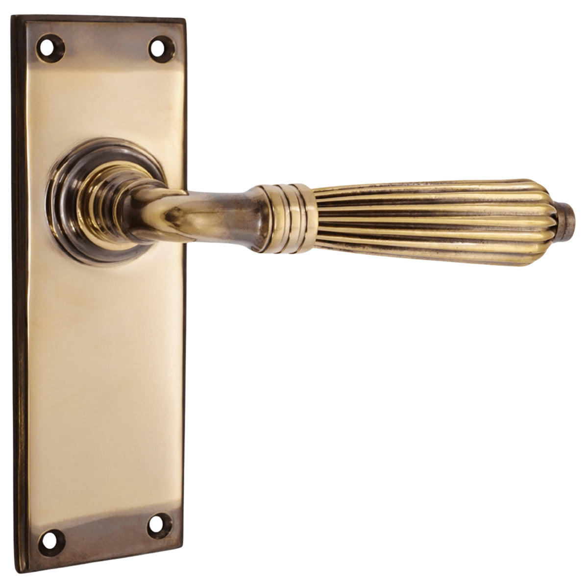 REGENCY LEVER ON BACKPLATE LATCH 65x150x120 AGBR by Spira Brass