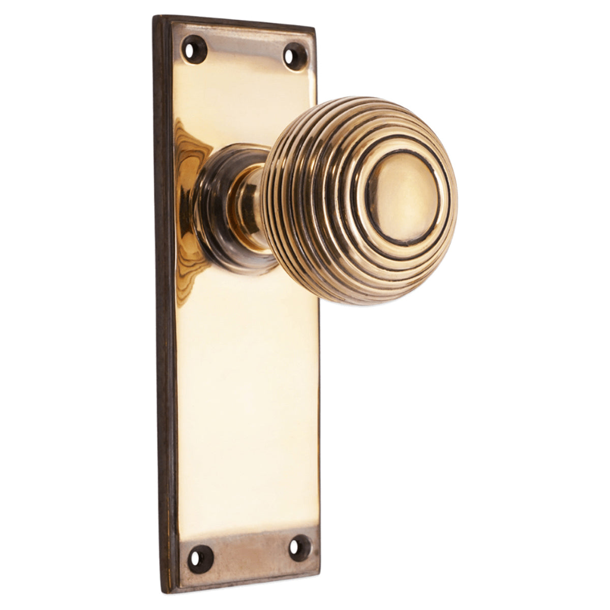 BEEHIVE KNOB ON BACKPLATE LATCH 76x50x150 AGBR by Spira Brass