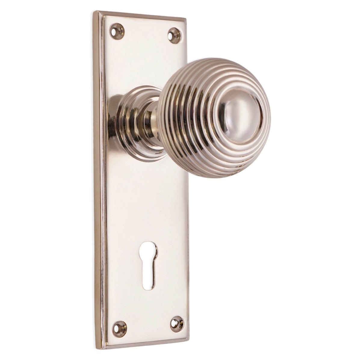 BEEHIVE KNOB ON BACKPLATE LOCK 76x50x150 PNP by Spira Brass