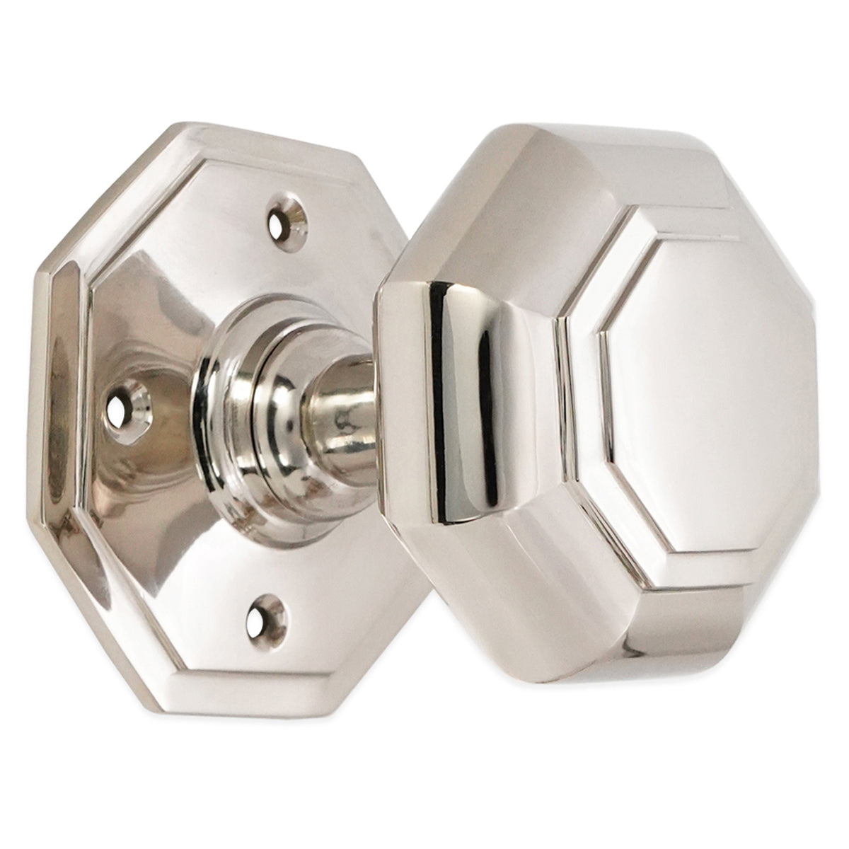 OCTAGONAL MORTICE DOOR KNOBS 83x78x73 PNP by Spira Brass