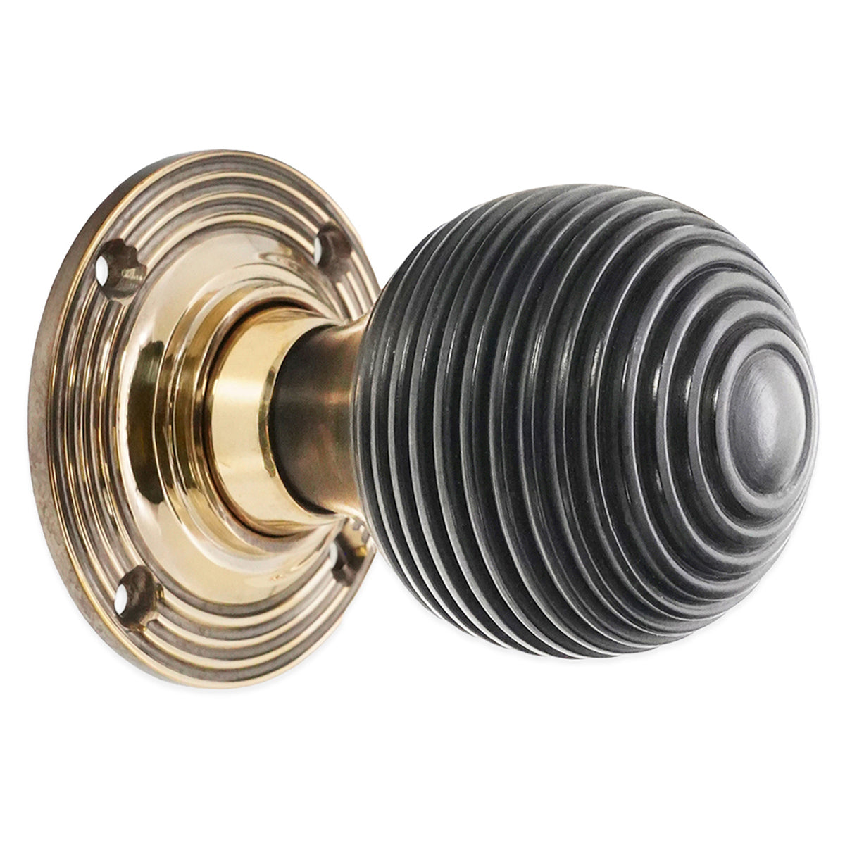 EBONY BEEHIVE RIM/MORTICE DOOR KNOB 65x85x55 AGBR by Spira Brass