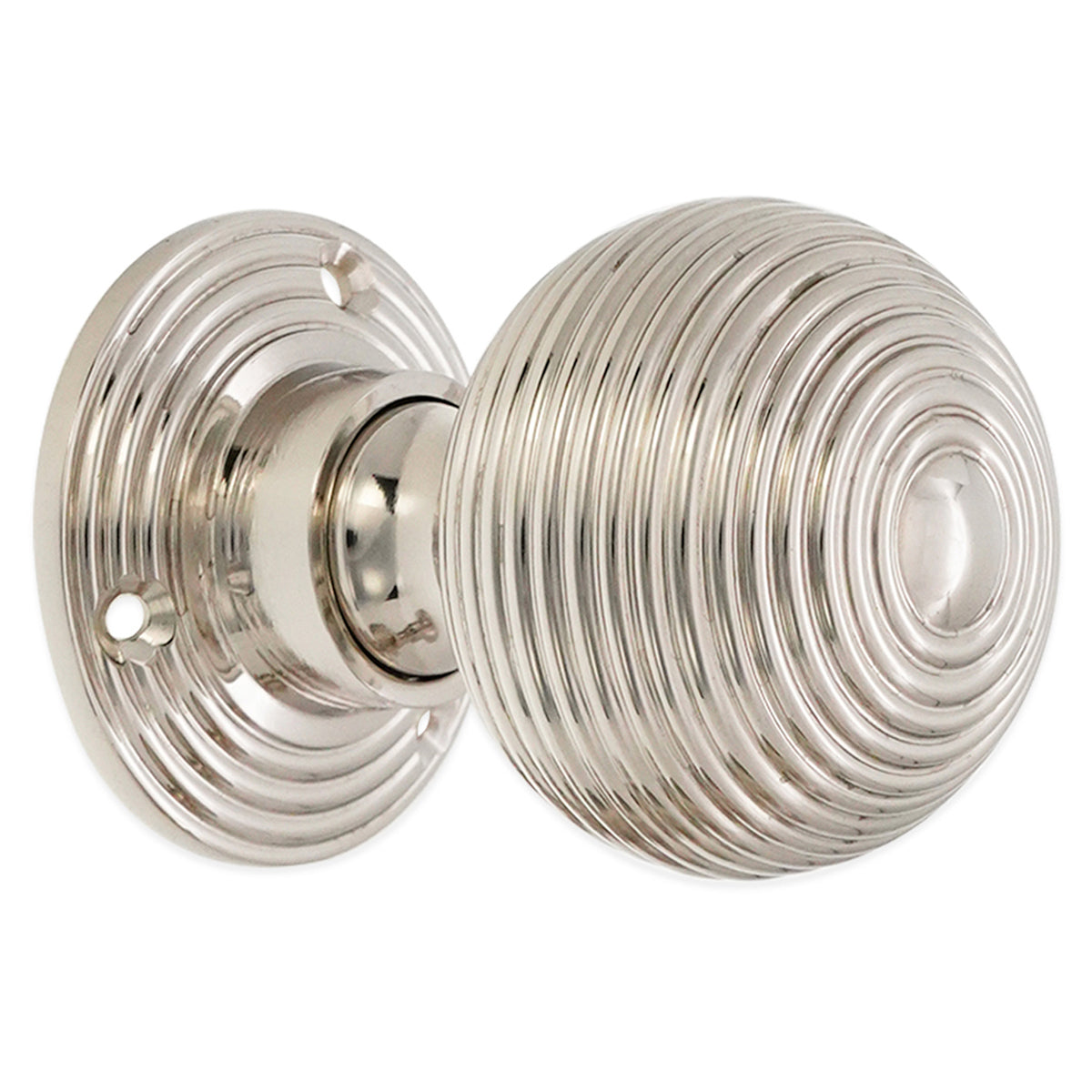 RIBBED RIM/MORTICE DOOR KNOB 65x50x50 PNP by Spira Brass