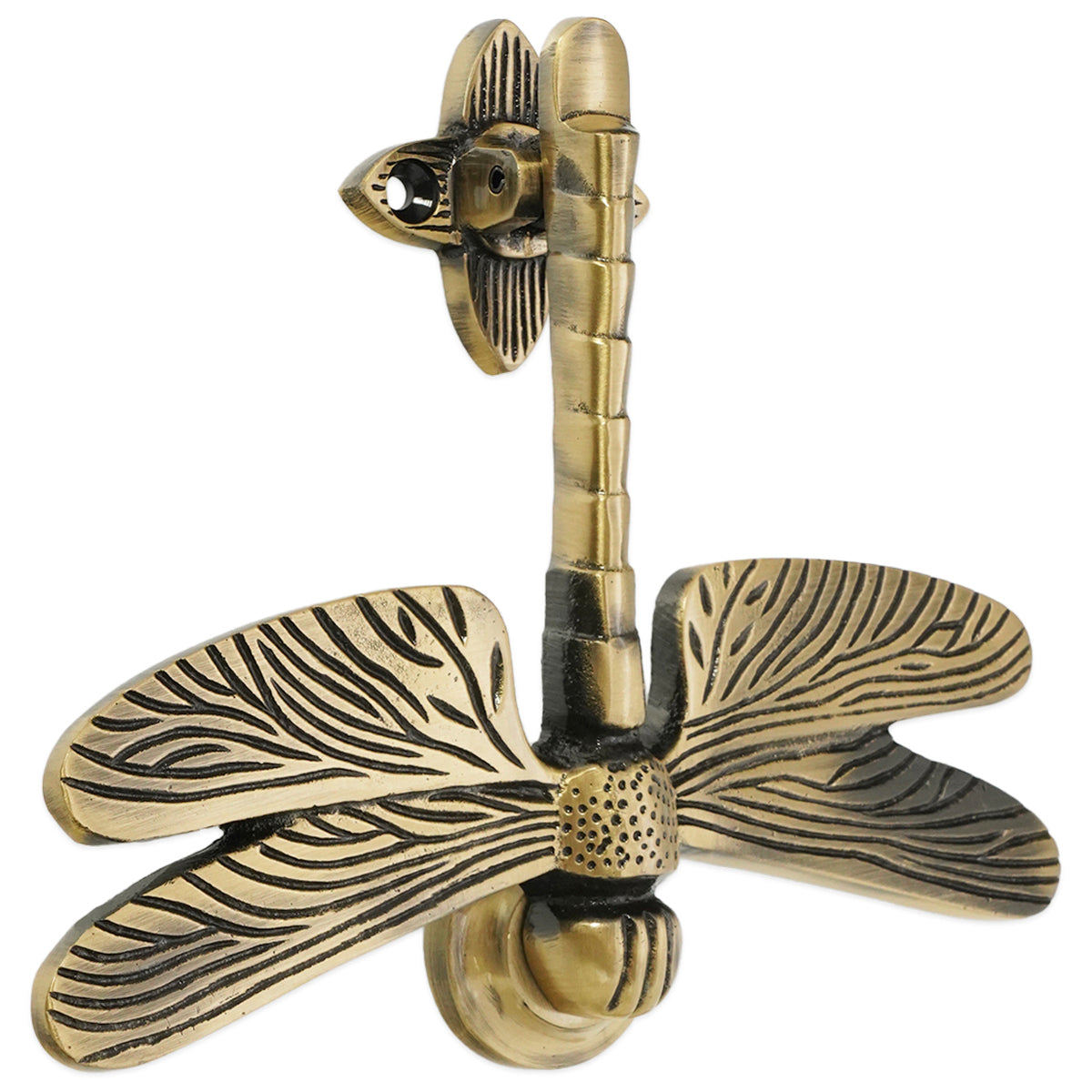 DRAGONFLY DOOR KNOCKER 125x140 ABR by Spira Brass