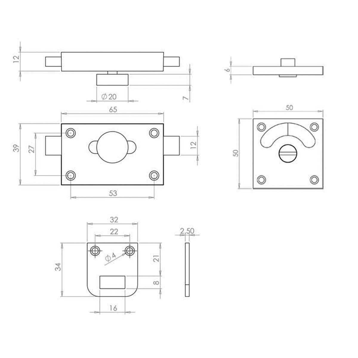 JEDO BATHROOM INDICATOR BOLT 60x40/50x50 SCP JV2552SC