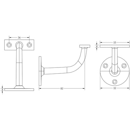 JEDO ZINC HANDRAIL BRACKET HEAVY 80 SNP JV95BSN
