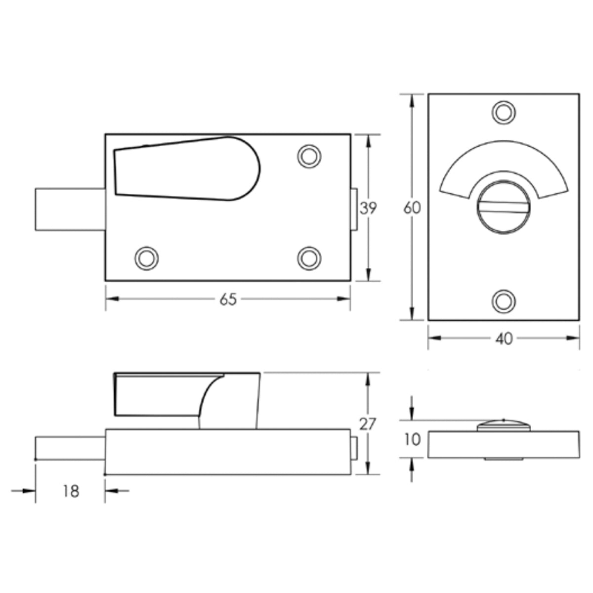 JEDO BATHROOM INDICATOR BOLT 61x42 SCP JV2662SC