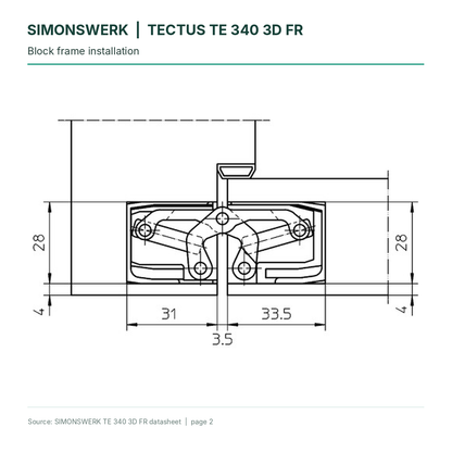 SIMONSWERK TECTUS TE340 3D FR - Block-frame installation technical diagram | Hart Wholesale