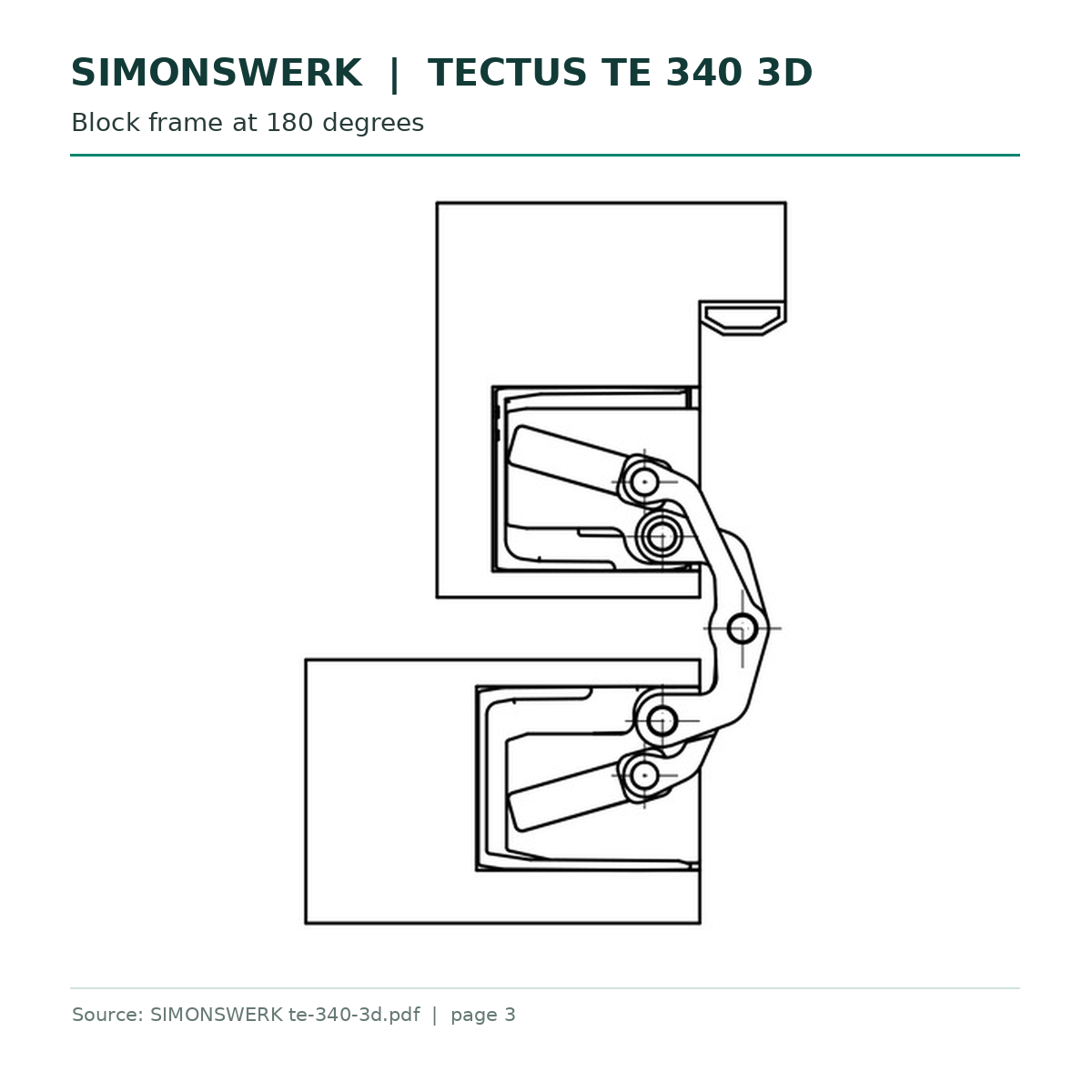 SIMONSWERK TECTUS TE340 block-frame installation, 180 degrees drawing