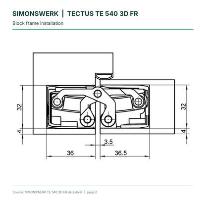 SIMONSWERK TECTUS TE540 3D FR - Block-frame installation technical diagram | Hart Wholesale