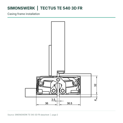 SIMONSWERK TECTUS TE540 3D FR - Casing-frame installation technical diagram | Hart Wholesale