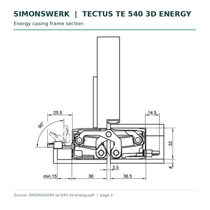 SIMONSWERK TECTUS TE 540 3D Energy energy casing frame section technical drawing