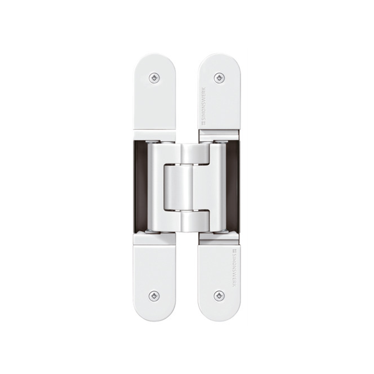 SIMONSWERK TECTUS TE540 hinge in RAL 9016 Traffic White (SW070); representative finish photo only, not the TE640 model supplied