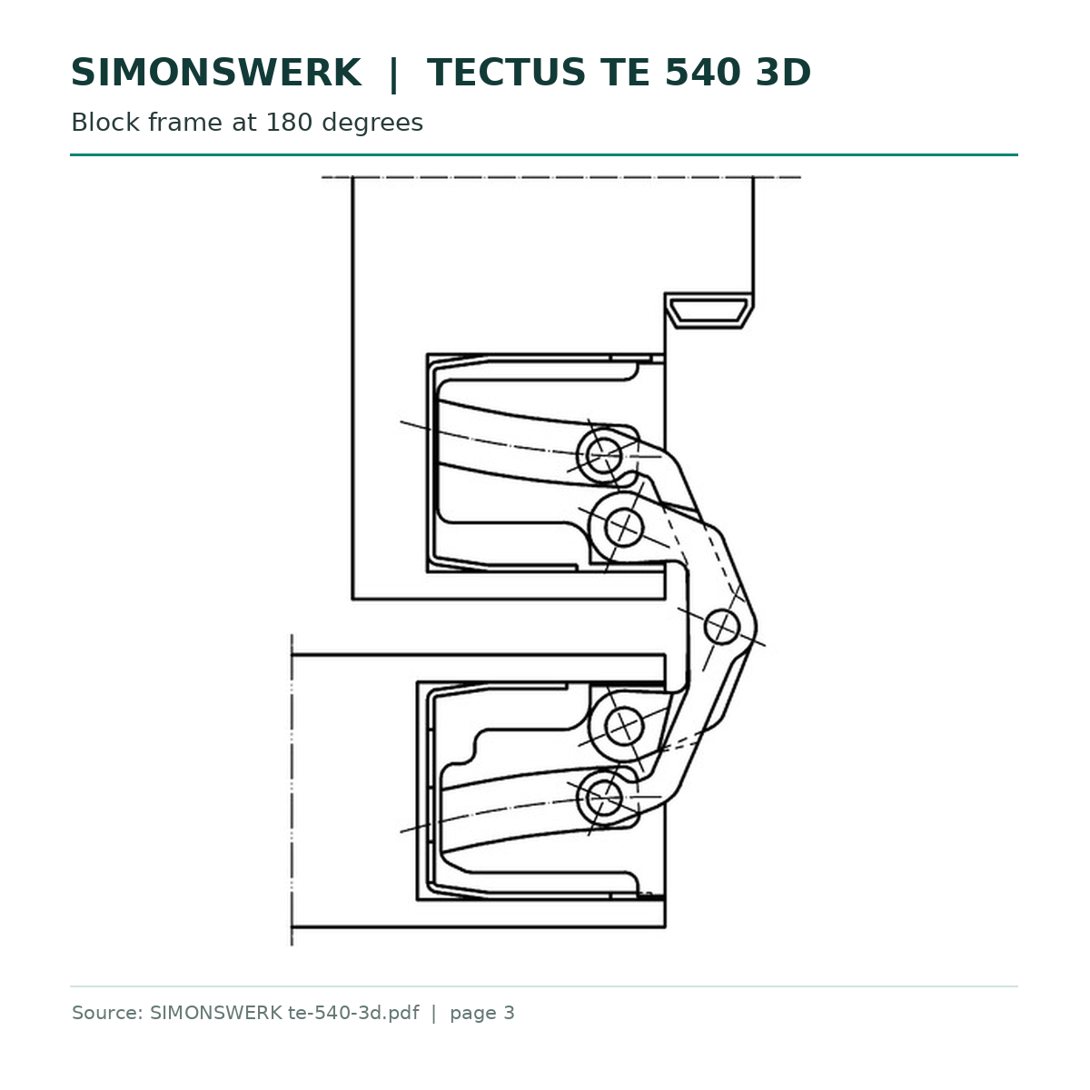 SIMONSWERK TECTUS TE540 block-frame installation, 180 degrees drawing