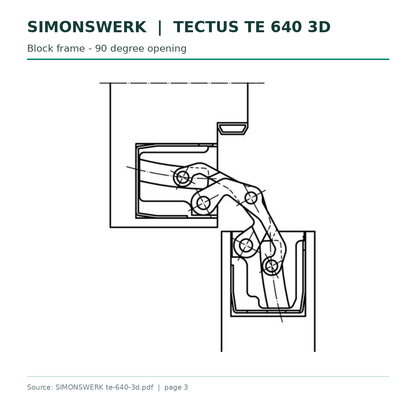 SIMONSWERK TECTUS TE640 3D 240 x 32 mm technical drawing - Block frame opening at 90 degrees