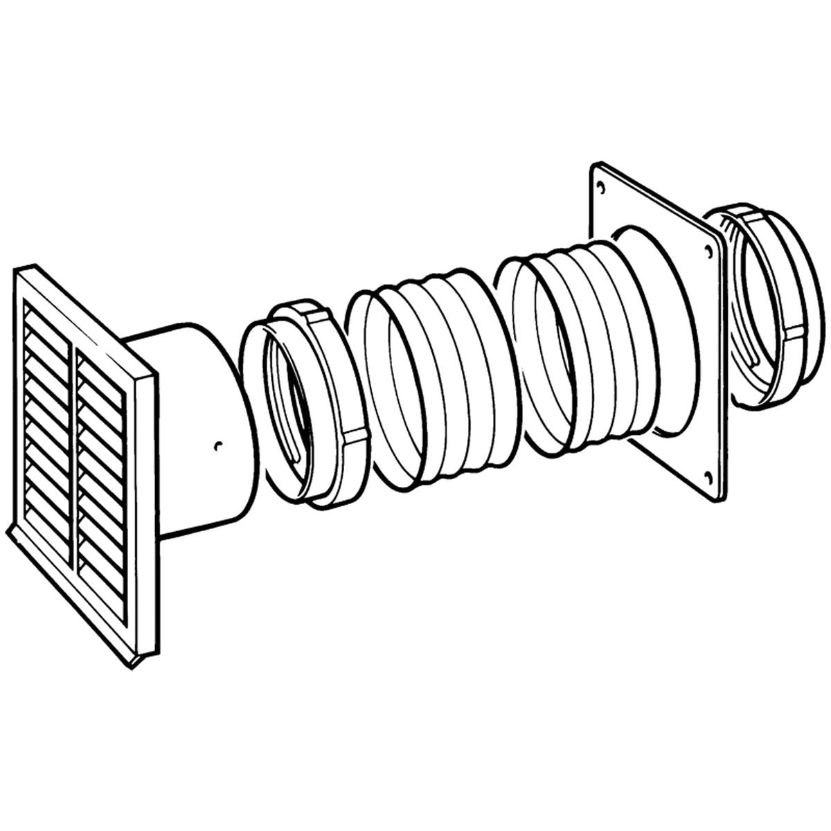 Ducting Kit Hose with Internal Damper Ø125x1000mm White