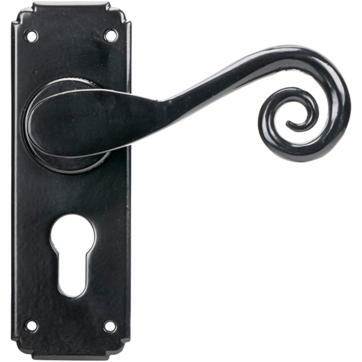MONKEYTAIL LEVER HANDLE EURO LOCK 126x152x57 BLK
