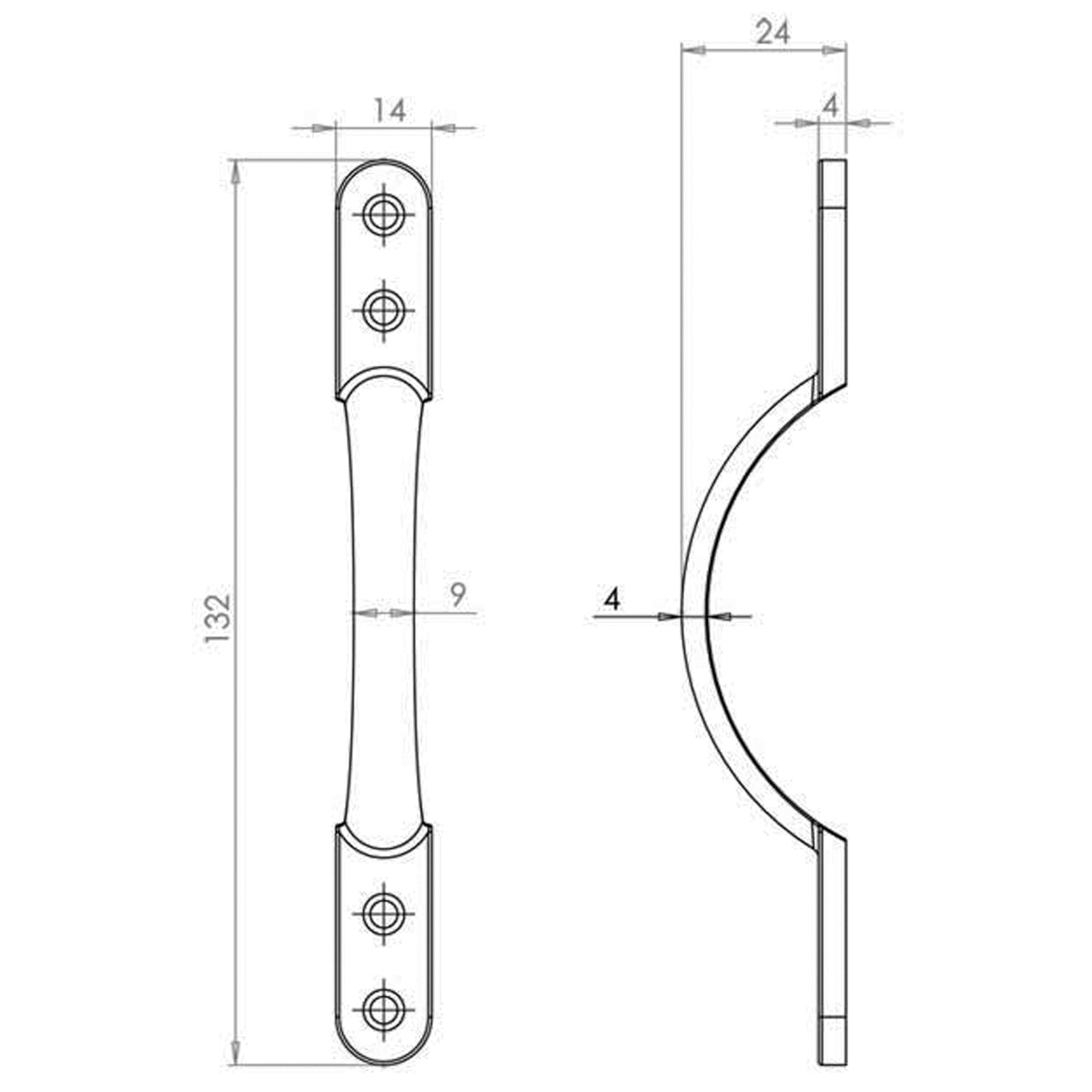 JEDO WINDOW SASH HANDLE 125HC 132x14x24 PBR JV194BPB