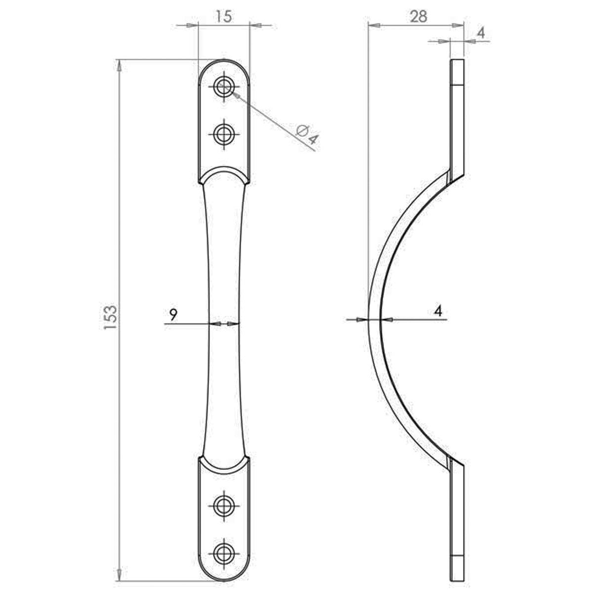JEDO WINDOW SASH HANDLE 150HC 153x15x28 PBR JV194CPB