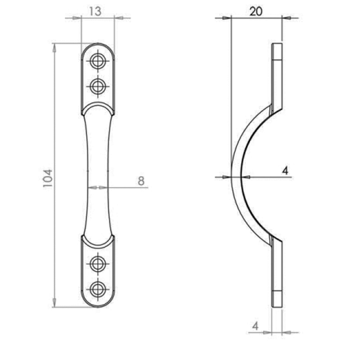 JEDO WINDOW SASH HANDLE 100HC 104x13x20 SCP JV194ASC