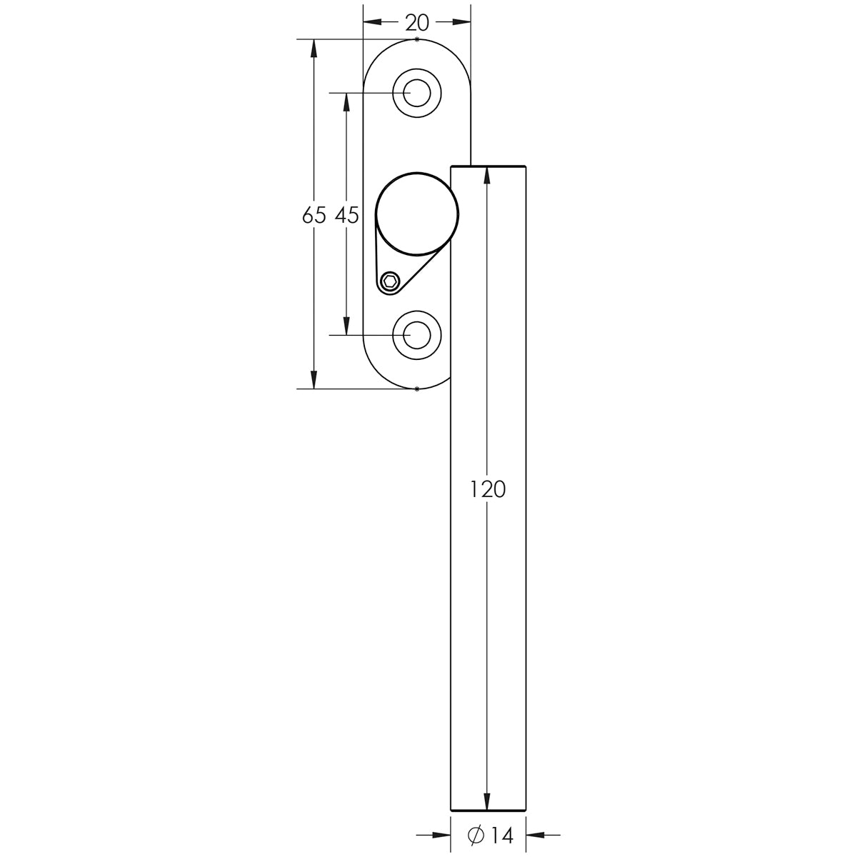 ESPAGNOLETTE WINDOW FASTNER LOCKING 120x33 LH 304SSS JSS1235L