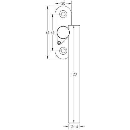 ESPAGNOLETTE WINDOW FASTNER LOCKING 120x33 RH 304SSS JSS1235R