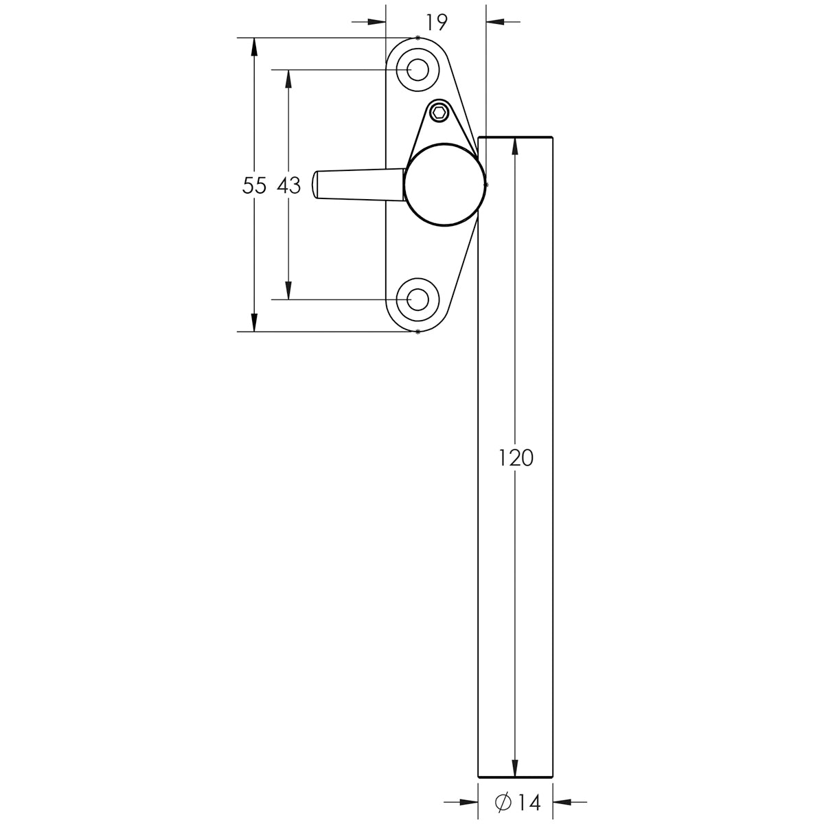 CASEMENT FASTENER 120x36 LH 304SSS JSS1234L
