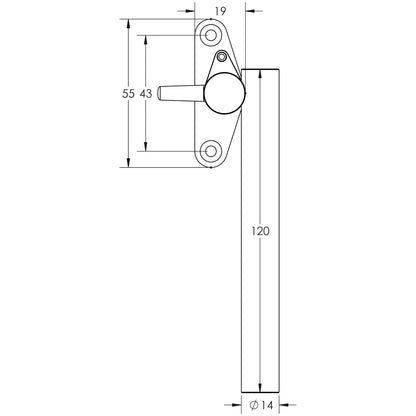 CASEMENT FASTENER 120x36 RH 304SSS JSS1234R