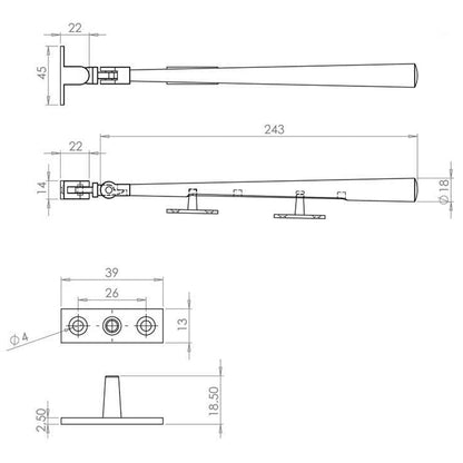 JULIETTA WINDOW CASEMENT STAY 250 PCP JV4925PC