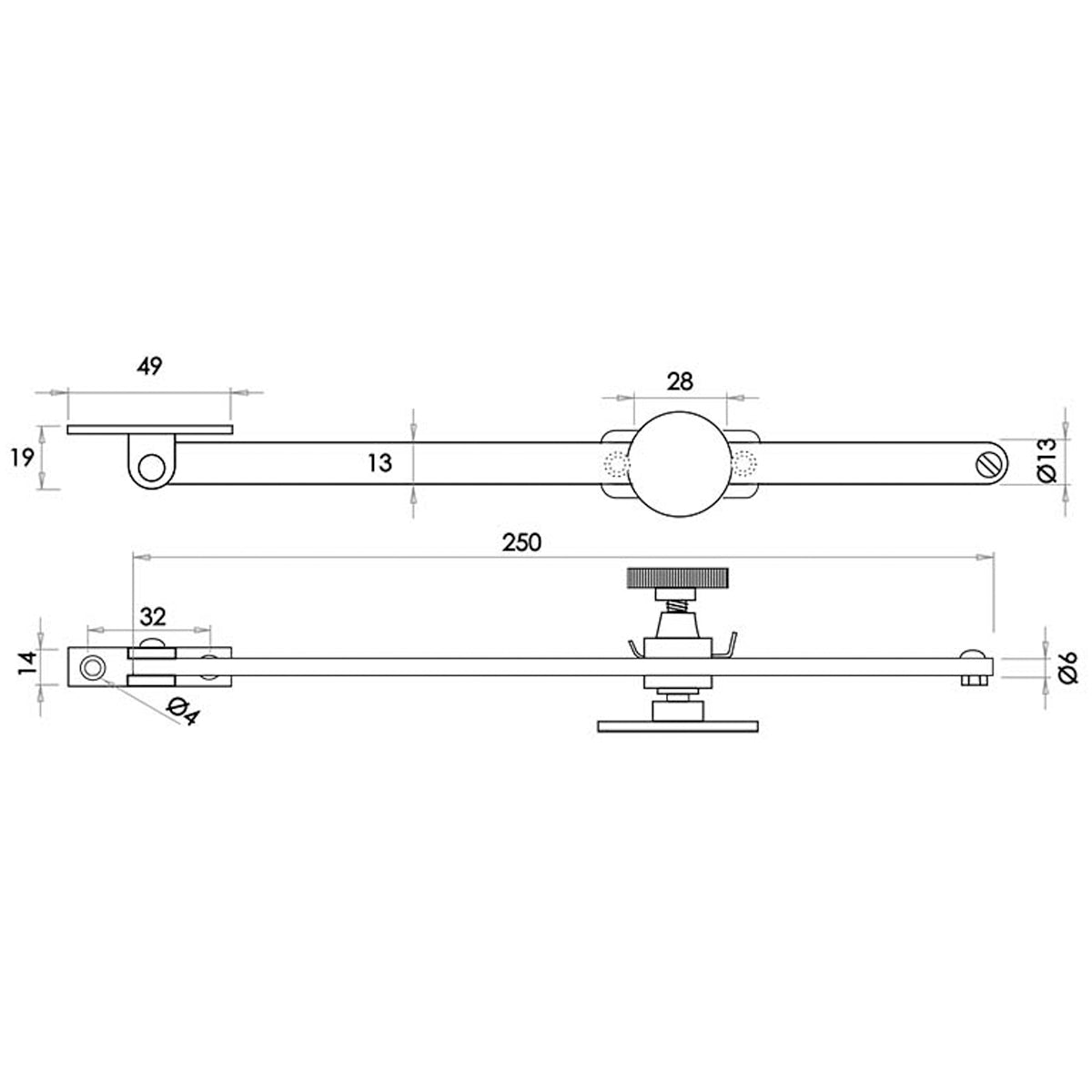 JEDO SLIDING SCREW DOWN CASEMENT STAY 250 PBR JV150PB
