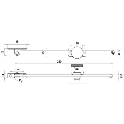 JEDO SLIDING SCREW DOWN CASEMENT STAY 250 PBR JV150PB