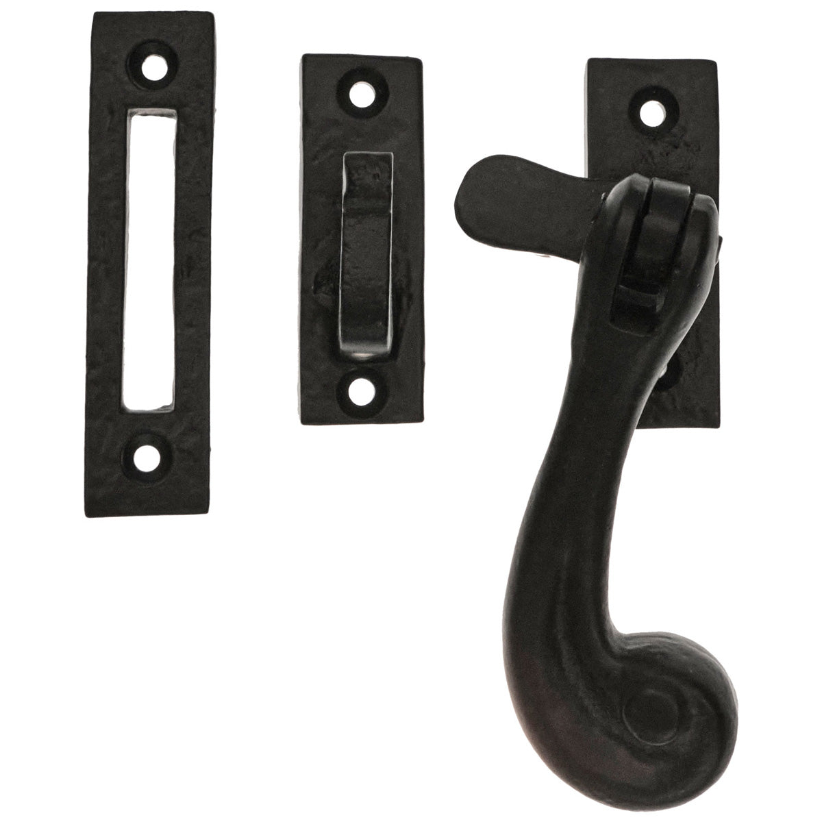 BLACK ANTIQUE HOOK+MORTICE CASEMENT FASTENER BULB END PATTERN 95 ABK
