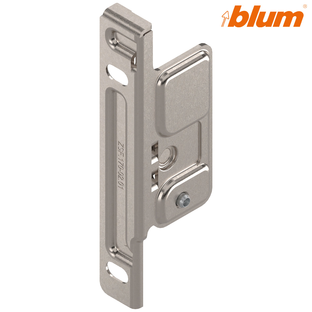 BLUM METABOX FRONT FIX BRACKET SCREW-ON LH ST/NP by JULIUS BLUM UK LTD