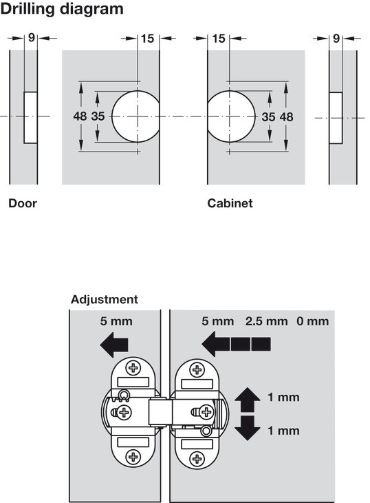 HINGE FOR FOLDING DOORS 180deg SCR ±1 by HAFELE UK LTD