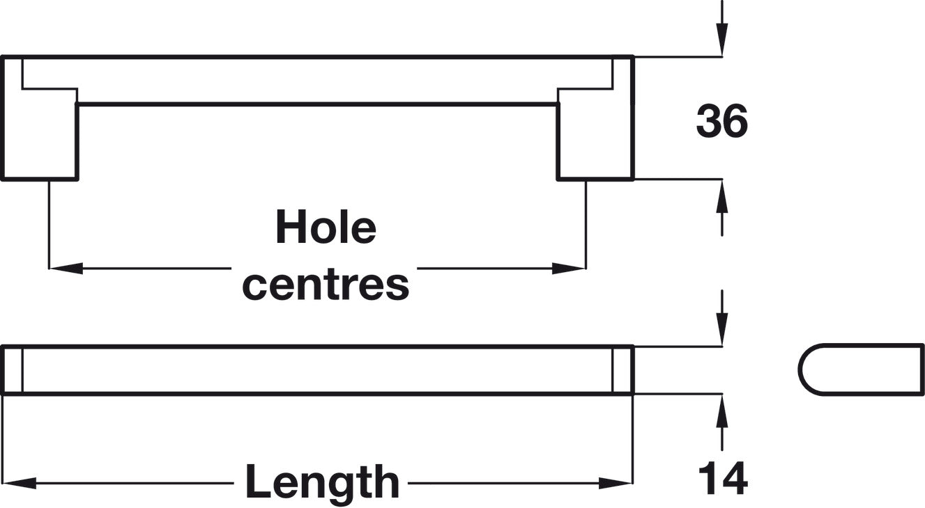 Boston Bar Handle 128mm Hole Centres | Stainless Steel by HAFELE UK LTD