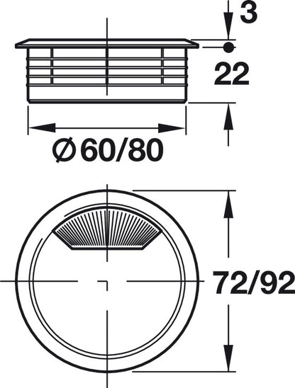 CABLE OUTLET 2PART D80 PL/BEIGE