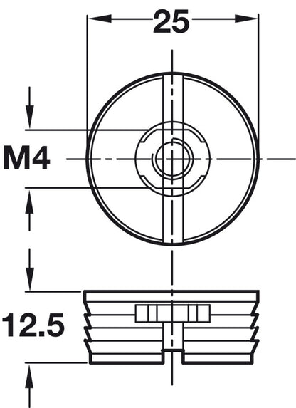 Drawer Front Adjuster Ø25mm Black — Plastic with Steel Insert by HAFELE UK LTD