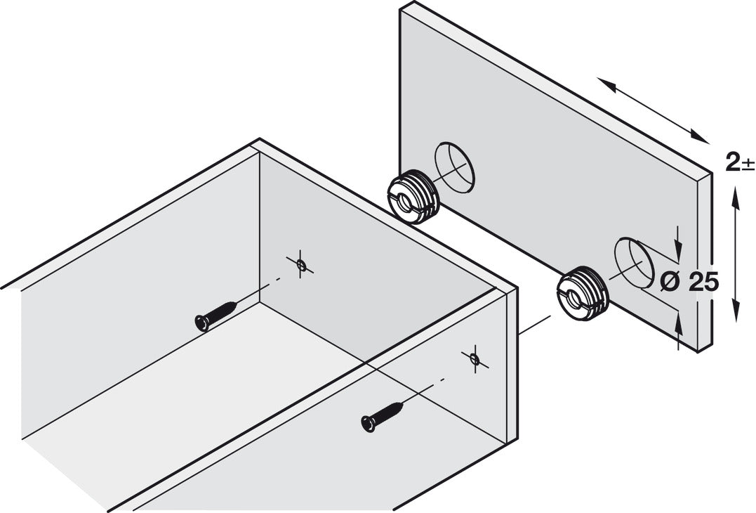 Drawer Front Adjuster Ø25mm Black — Plastic with Steel Insert by HAFELE UK LTD