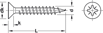 HOSPA Countersunk Zinc Plated Steel Screws 3.0 x 30mm — Box of 1000