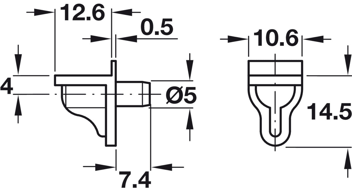 Shelf Support Plug Pin 5mm Transparent — Box of 200 by HAFELE UK LTD