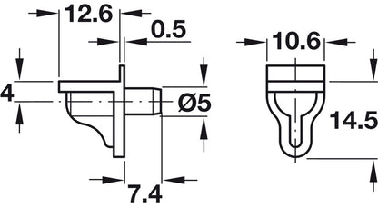 Shelf Support Plug Pin 5mm Transparent — Box of 200 by HAFELE UK LTD