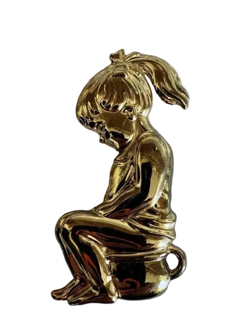Female WC Sign Polished Brass 76mm | DH505A