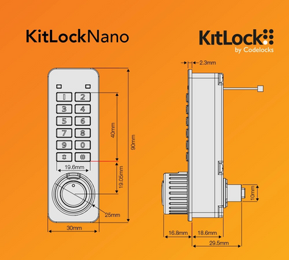Codelocks KitLock Nano KL90 Electronic Cam Lock – Vertical, Black